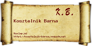 Kosztelnik Barna névjegykártya